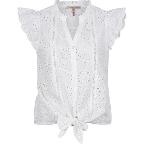 NWT ESQUALO White English Embroidery Schiffli Front Knot Top 100% cotton - Picture 6 of 7